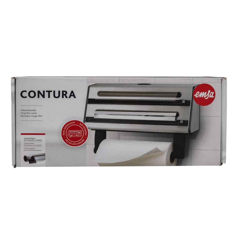 Emsa 504180 Contura 3-fach-Schneidabroller, Edelstahl, silber/schwarz Emsa 504180 Contura 3-fach-Schneidabroller, Edelstahl, silber/schwarz